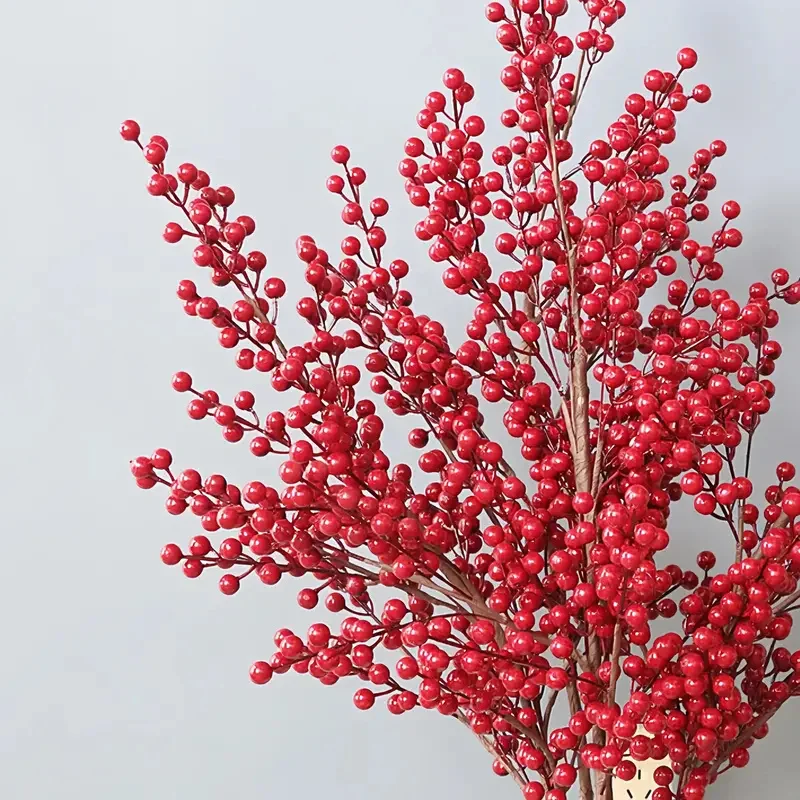 10/30PCS Artificial Holly Fruit Fake Tropical Plants Flower Indoor Outdoor Home Table Centerpiece DIY Vase Christmas Decoration
