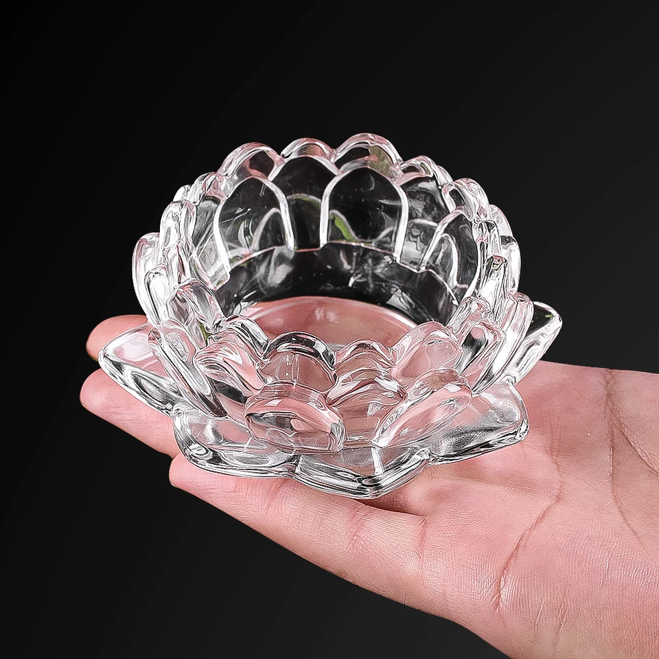 3D Crystal Lotus Tealight Candle Holder Glass Candlestick Votive