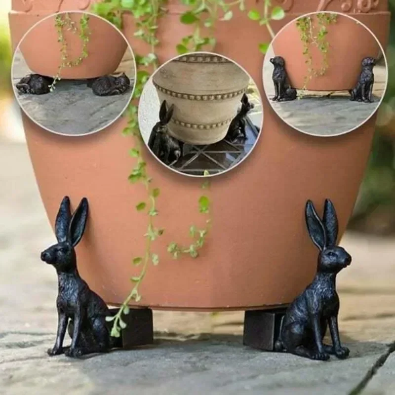 Flower Pot Holder Animal Shape Pot Tray Support Resin Craft Decoration Outdoor Statue Garden Planter