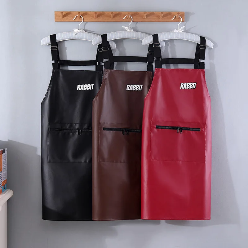PU 가죽 방수 앞치마 스트랩, 조절식 오염 방지, 내유성, 카페 레스토랑 요리..