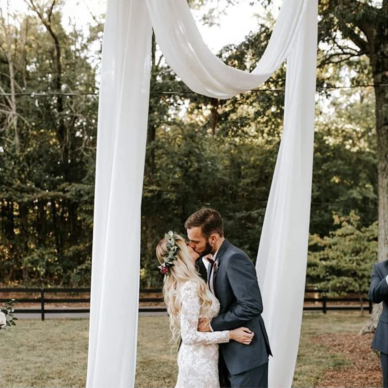 

75*300/600cm Wedding Arch Drape Organza Chiffon Fabric Hanging Wall Drape Wedding Party Light Sheer Curtains Decoration