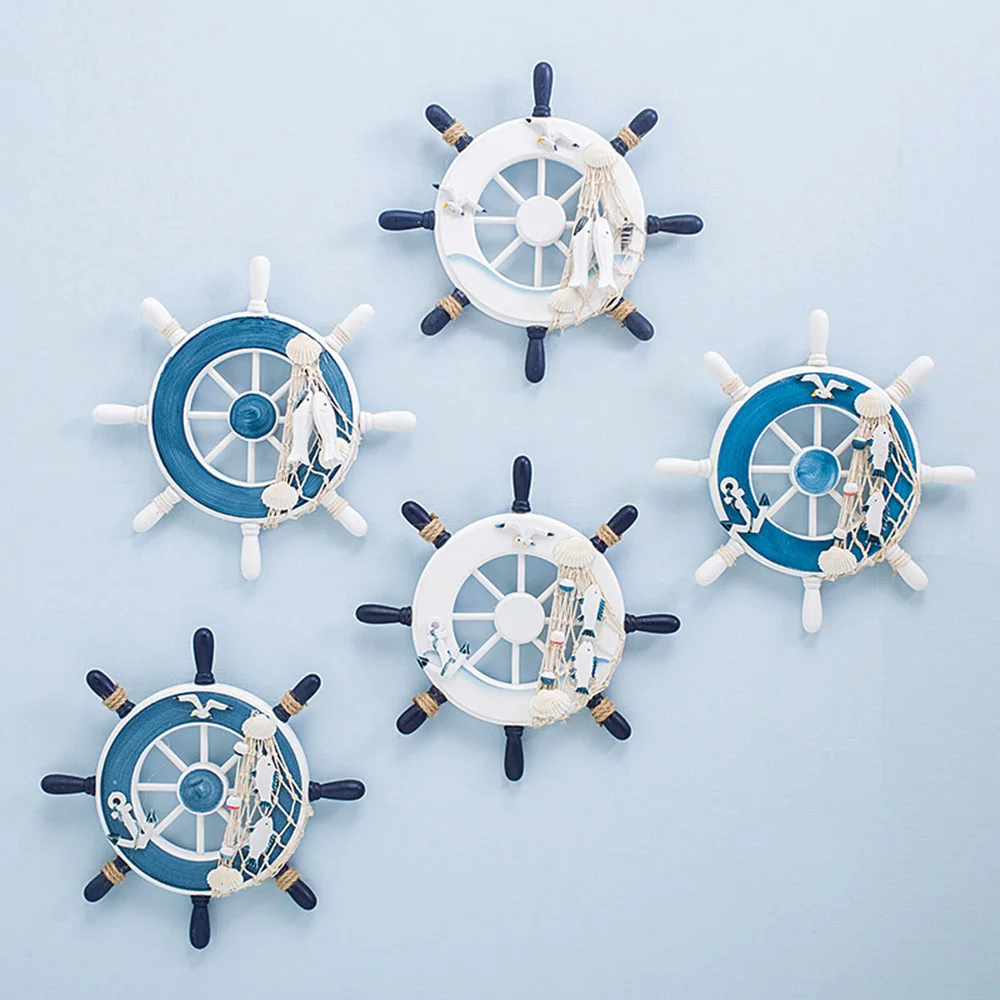

Wooden Ship Wheel with Rope Boat Ship Steering Wheel Decor For Beach Restaurant Parties Ship Wheel Ornament Rudder Wall Decor