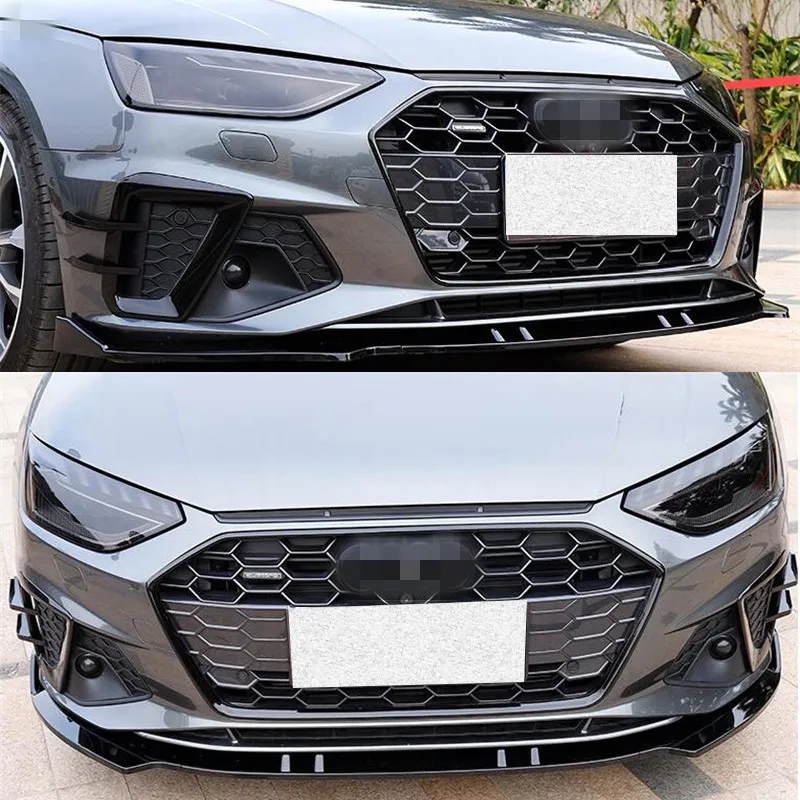 

For 3PCS Front Bumper Lip Diffuser NEW Audi A4 S4 RS4 B9 Collision Avoidance Refit Splitter Accessories Body Kit 2021 2022 Year