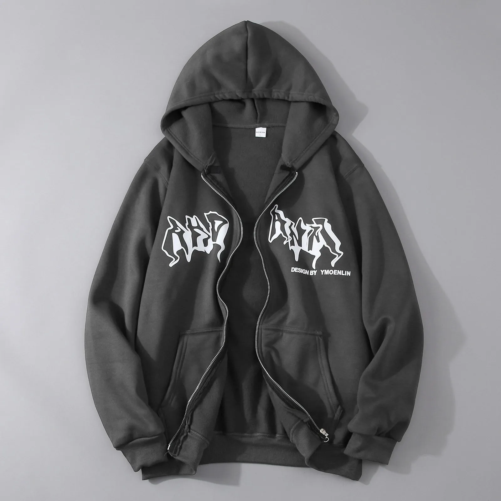 Men'S Sweatshirts Hoodies Zip Up Jacket Zip Up Hoodies Hip Hop Sweatshirt Vintage Goth Print Hooded Jacket Sudaredaras Hombre