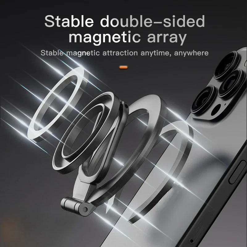 Magnetic Double-Sided Phone Holder and Ring Stand with Kickstand Feature