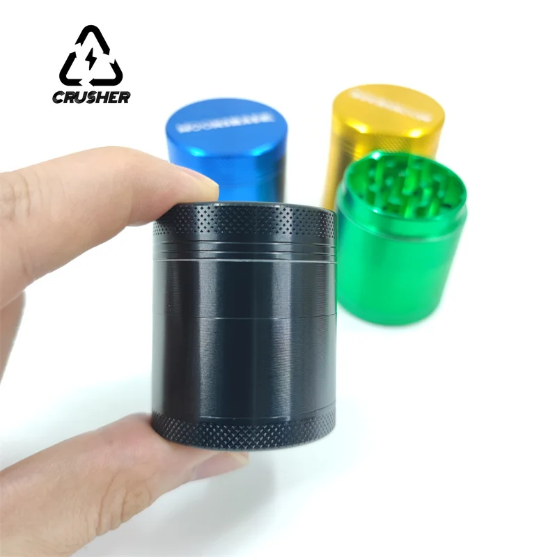 CRUSHER 알루미늄 합금 수동 담배 연마기, 40mm, 4 층 건조 허브 스파이스 커터, 컴팩트 및 편리한 흡연 액세서리