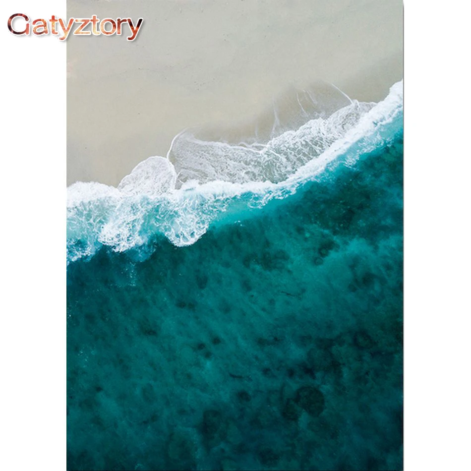 

GATYZTORY Painting By Numbers Sea Wave Landscape Picture Acrylic Paint Hand Painted Oil Painting Unique Gift Home Decor Wall Art