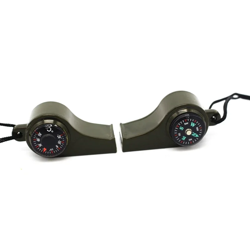 Multi Function Whistle 1PC outdoor multi-function three in one whistle life-saving whistle with compass thermometer
