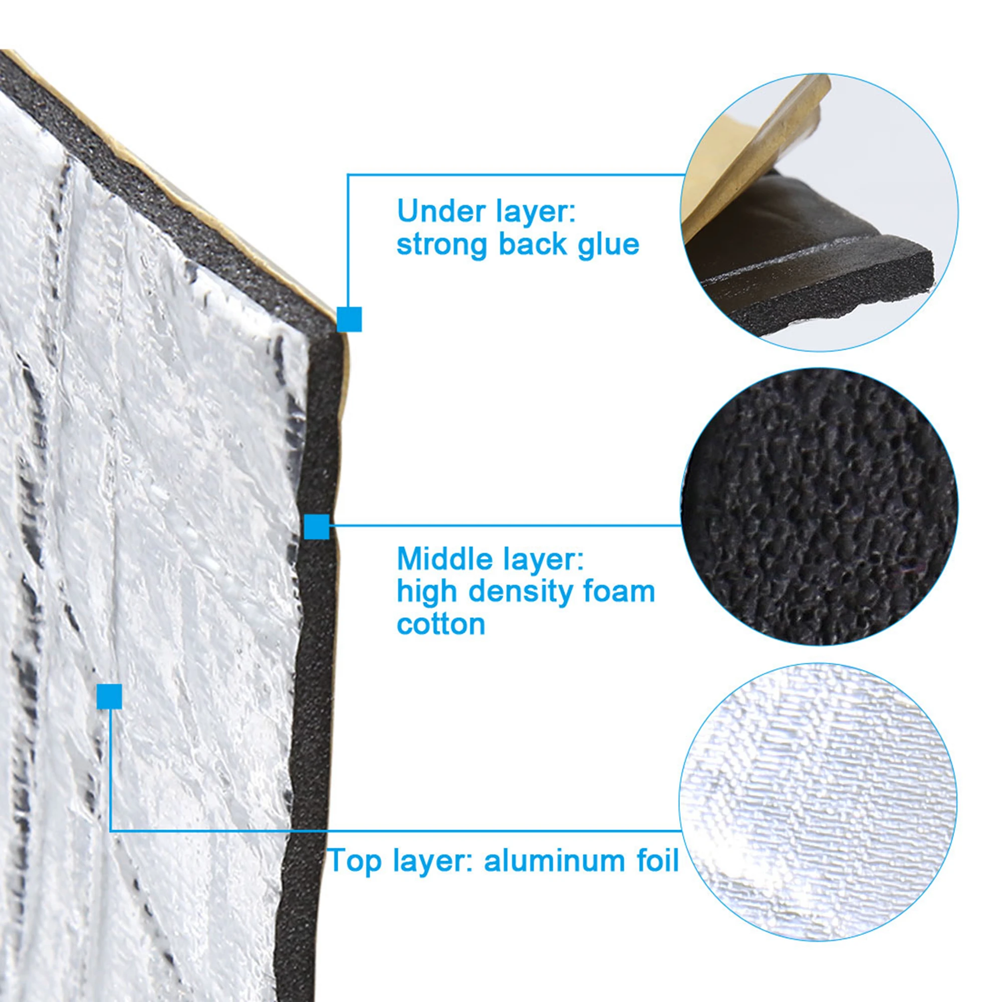 50X30cm Car Sound Deadening Mat Aluminum Foam Auto Noise Insulation Anti Heat 5mm 10mm With Roller Push Installer Tool sound proof mat sound insulation mat sound deadener mat heat insulation mat