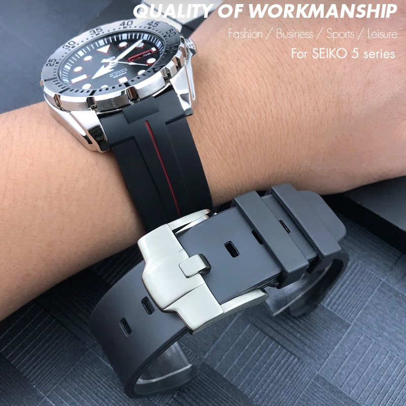 

21mm 22mm 23mm 24mm New Rubber Watchband for SEIKO 5 Longines Hydroconquest Casio Omega Planet Ocean Silicone Watch Strap