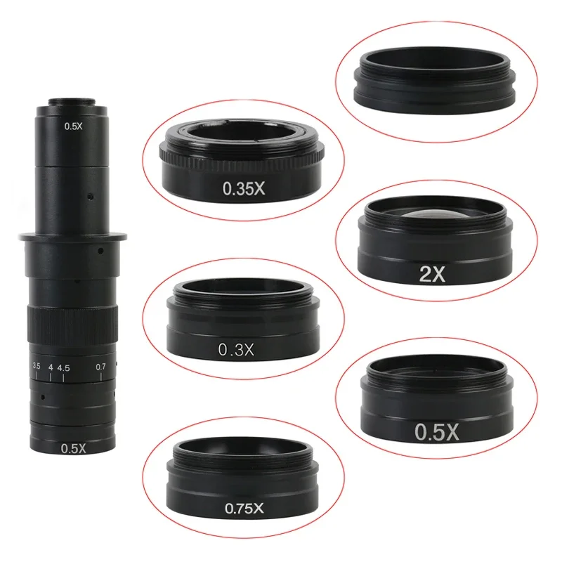 Microscope Objective Lens 0.3X 0.35X 0.5X 0.75X 1X 2.0X Auxiliary Barlow Objective Lens M42 for 120X/180X/200X/300X/500X C-Mount Industrial Zoom Lens