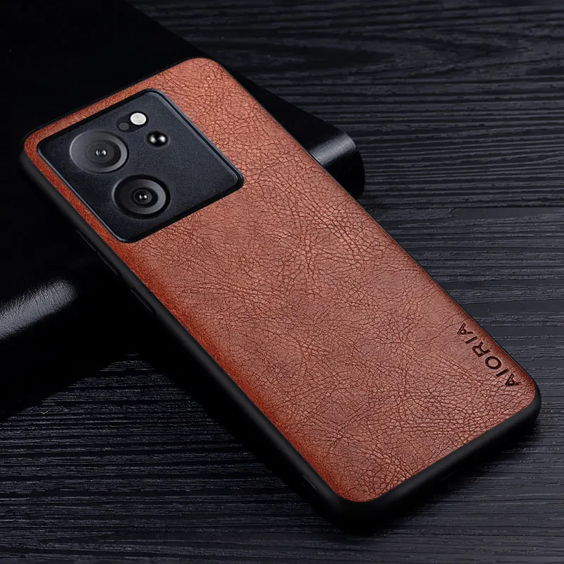 Premium Retro Litchi Pattern Leather Phone Case - Business Style Back Cover