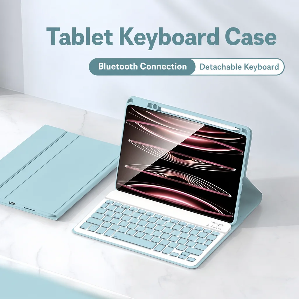 iPad 11 Keyboard Case with Pencil Holder - Detachable Wireless Keyboard & Charging Support