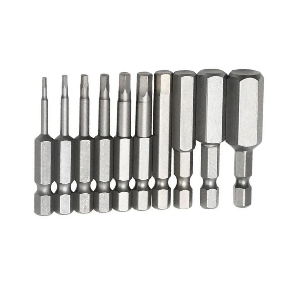10Pcs 1/4 Hex Shank Magnetic Head Screw Driver 50mm Bits H1.5-H12 Nut Driver Set Power Drill Adapter