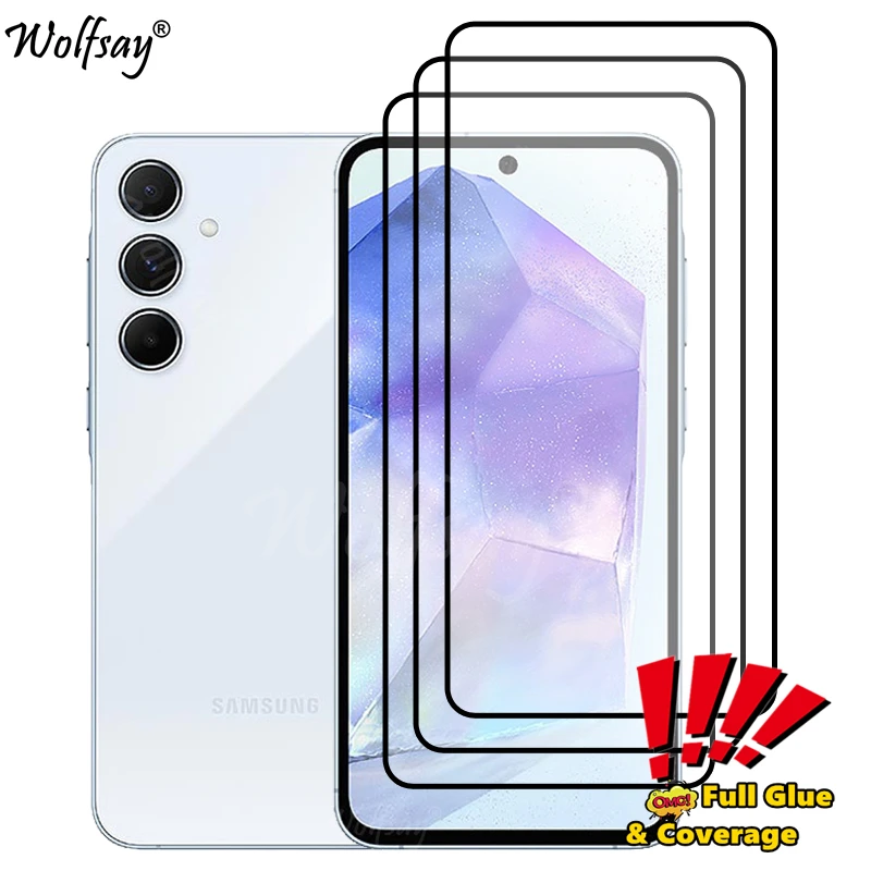 Pellicola Salvaschermo Con Colla A Copertura Totale Per Samsung Galaxy A55 Vetro Temperato Per Samsung A55 A 55 Vetro Per Samsung A55 Vetro 6.6 Pollic