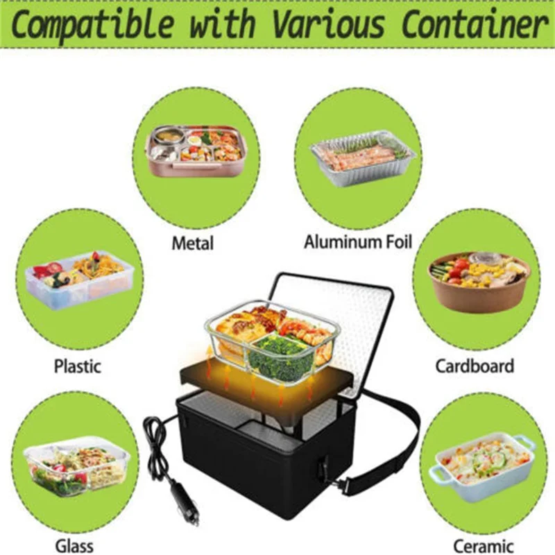 Portable Mini Car Microwave 12V Electric Oven Fast Heating Picnic Box for Travel Camping Food Cooking Travel Accessory