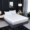 Fitted Sheet Natural Silk Mattress Cover Solid Color Double King Size Fit Sheet With Elastic Band Bedsheet 1
