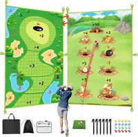 Kids Golf Chipping Game Set Golf Training Aid Battle Royale Golf Fun Practice Mat with Sticky Balls Outdoor Indoor Golf Toys 1