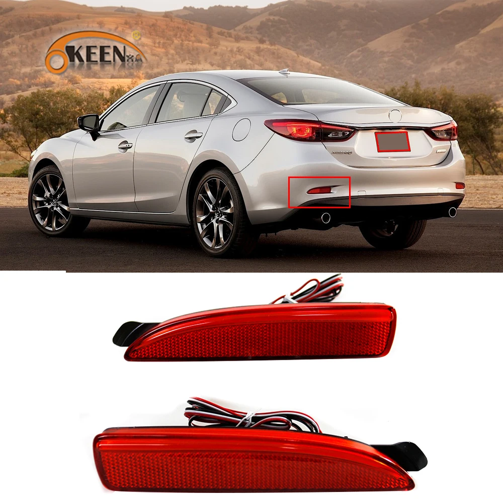 

2Pcs Led Rear Bumper Reflector Light For Mazda 2 5 6 Mazda3 BK BM 4D Red Lens Tail Stop Braking Fog Lamp Waterproof
