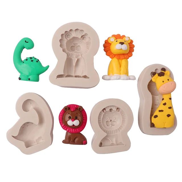 Dzsungel Szafari Állati Szilikon Fondant Penész Medve Oroszlán Zsiráf Nyúl Panda Torta Díszítő A Birhtday Buli Bébi Zuhanyhoz - Image 6