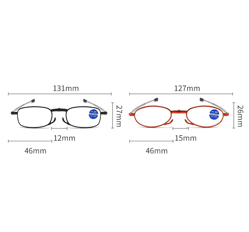 Retro Folding Reading Glasses Anti Blue Light Prescription Glass  Portable Telescopic Eyeglasses with Case Diopter +1.0 To +4.0 6