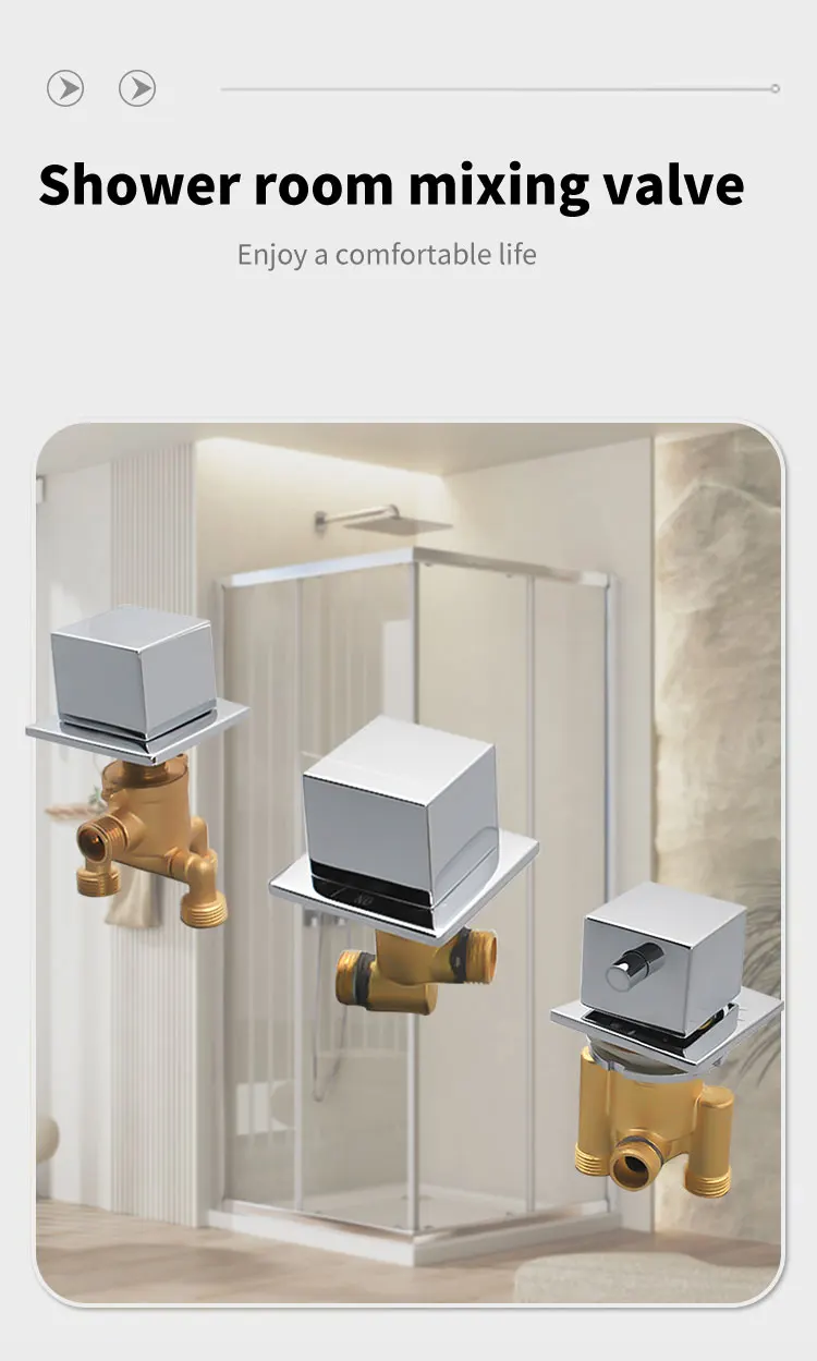 Description Picture 2 of itemSquare Thermostatic Bathtub Faucet Solid Brass Tub Faucet Mixer Waterfall Shower 2 Way Diverter Split 3 Piece Triple Handle