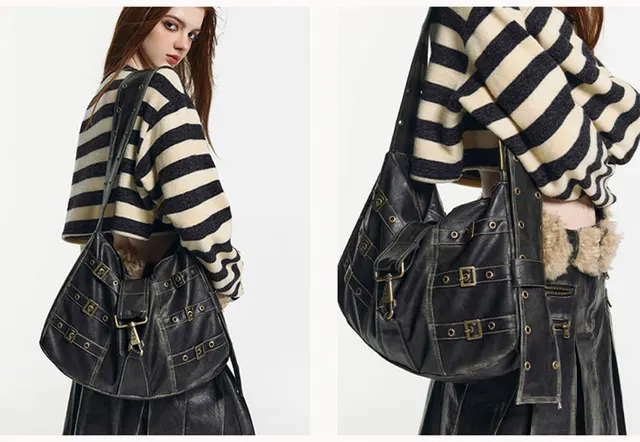 Y2K Women Streetwear Harajuku Vintage Grunge Black Purse Y2K Women Streetwear Harajuku Vintage Grunge Black Purse