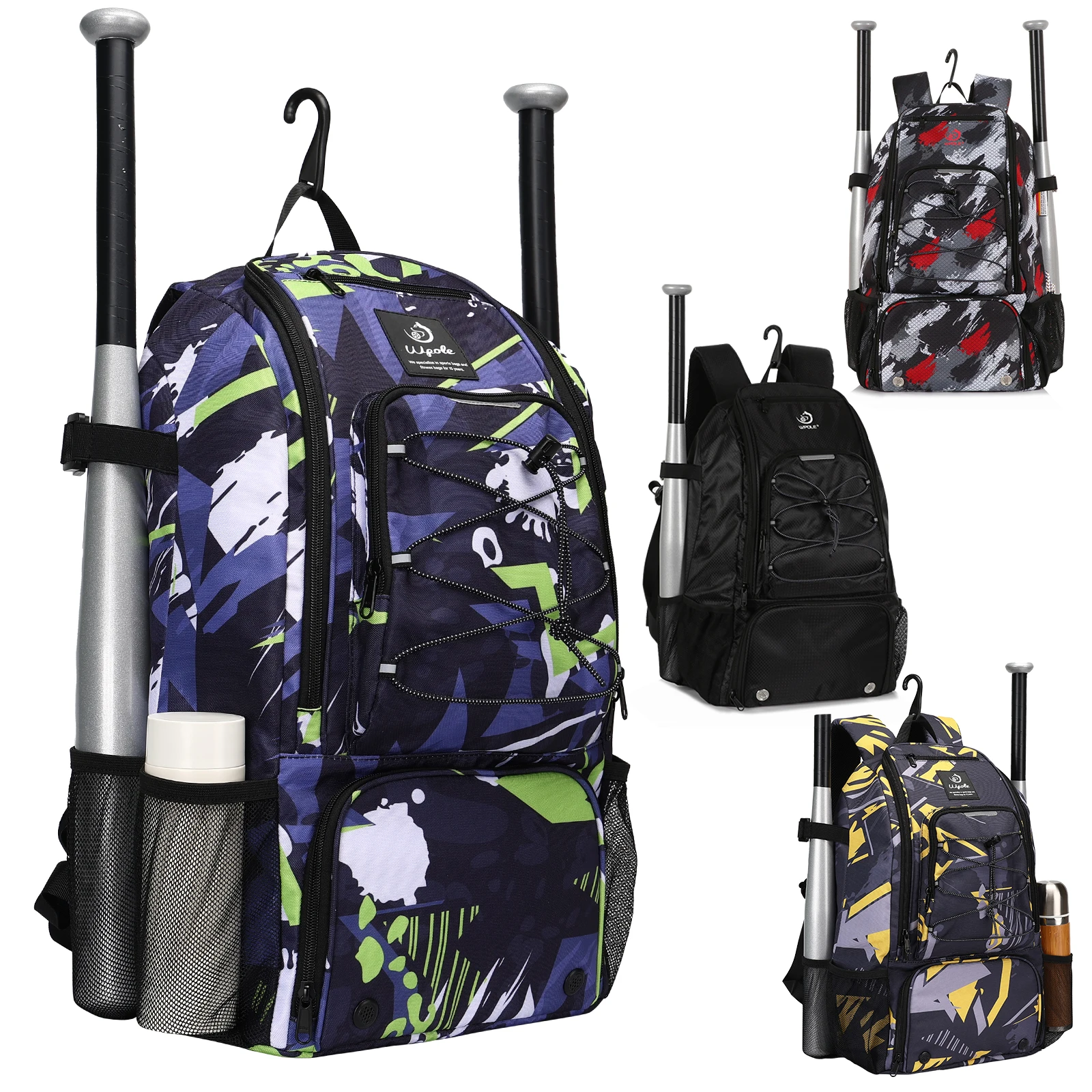 29L Baseball&Softball Bag Backpack Bag for Youth Boys and Adult with Fence Hook Hold 2 Tee Ball Bats Batting Glove Gear baseball softball bag