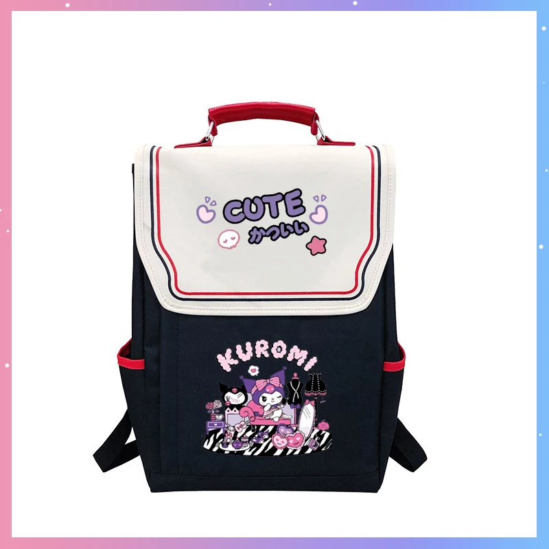 

Школьный портфель с аниме Sanrio Kawaii Cute Kuromi мультяшный модный компактный вместительный рюкзак канцелярские принадлежности