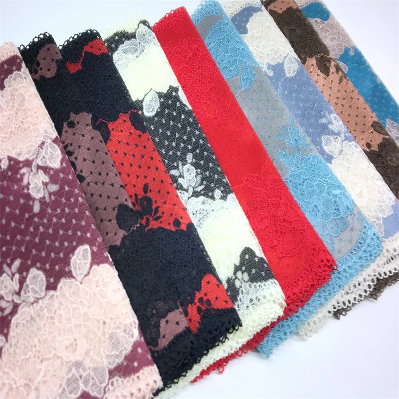 Two-Tone Floral Stretch Lace Trim for DIY Sewing and Crafts