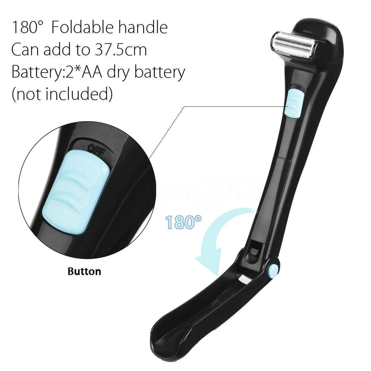 Electric Back Hair Shaver Detachable Men Hair Trimmer With Foldable Long Handle Pain-Free Hair Razor for Body Leg Hair Removal 4