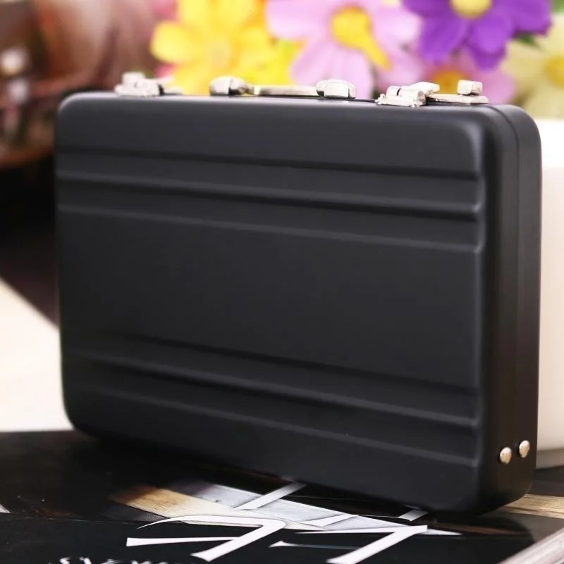 New Metal Mini Briefcase Suitcase Business Bank Card Name Card Holder Case Box