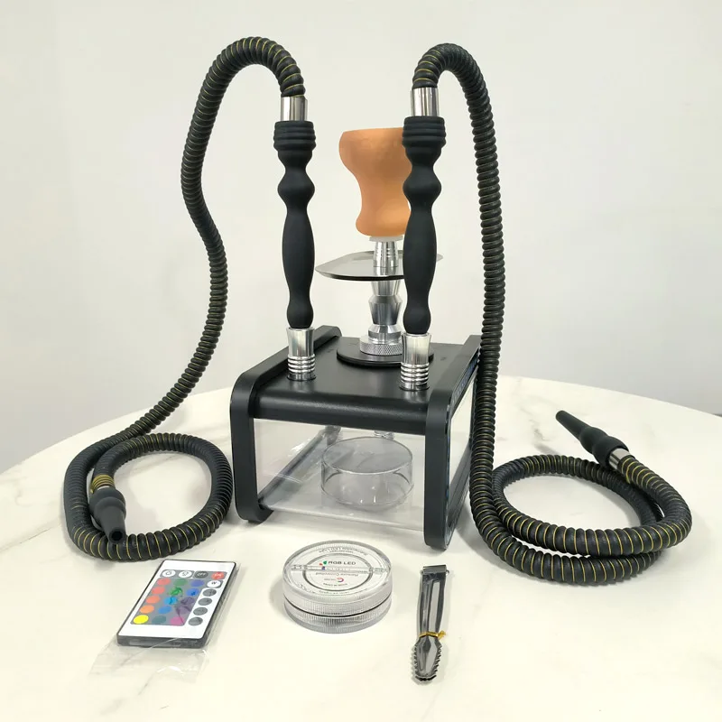 Acrylic Square Hookah with Double Hose and LED Light Bongs in Australian