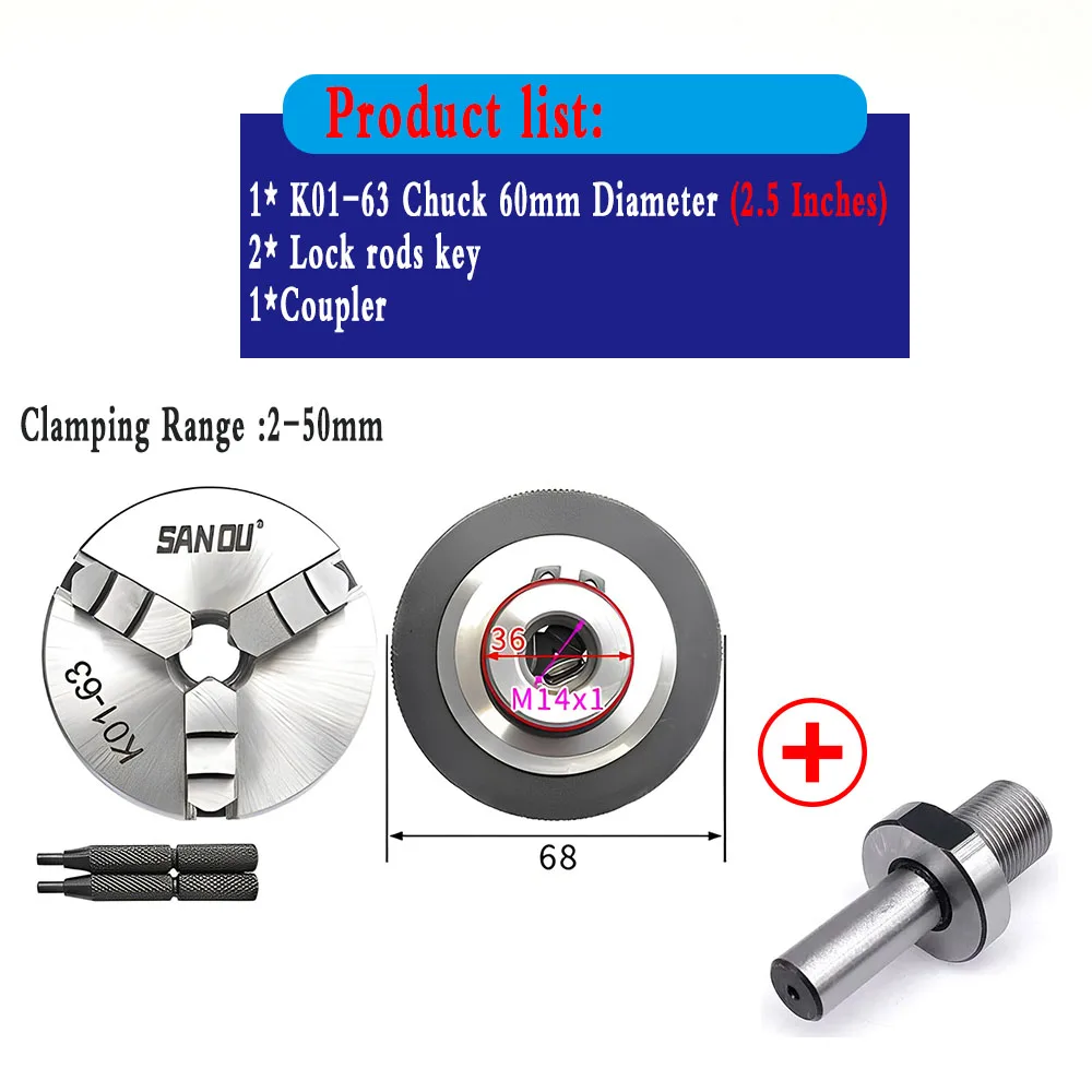 thumbnail image 2 of 4-Jaw Self-Centering Lathe Chuck For Woodworking & Metalworking – K02-63 Model – Secure Clamping & High Accuracy 2 of 14
