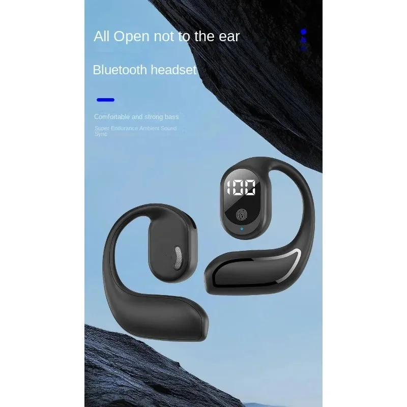 New Noise-cancelling Wireless Bluetooth Headset Long Life Digital Display 5.3 Hanging Ear HiFi Sound Quality Car Sports Headset