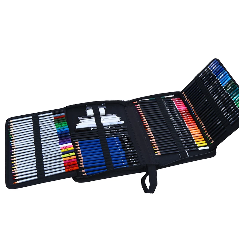 

126Pcs Professional Kit Sketch Pencils and Colored Pencils Art Set Drawing Pencil for Artsist Drawing Pencil Set With nylon bag