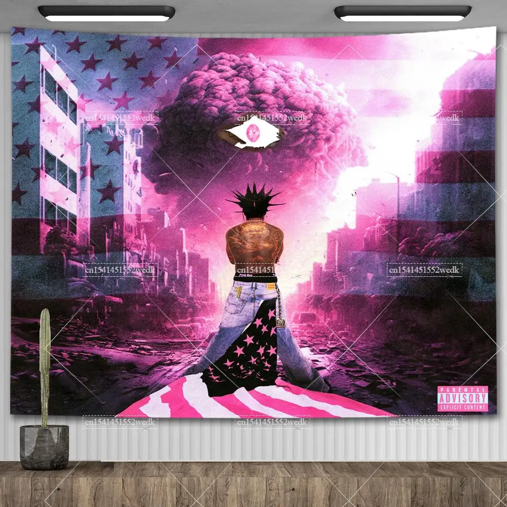 Lil Uzi Posters Music Album Wall Art Tapestry Meme American USA Flag Background Backdrops Y2k Aesthetic tapestry decorations