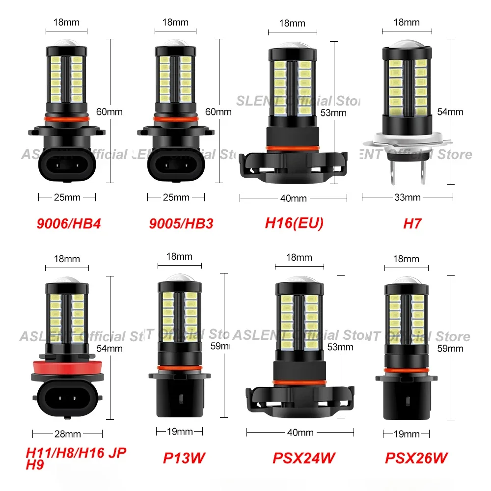 H11 H8 9006 HB4 9005 HB3 PSX24W H16 PSX26W P13W 5730 LED Auto Lamp Car Anti Fog Light Bulb 6000K Yellow Not for Headlights led bulb led fog light led light fog and headlight bulbs 2Pcs