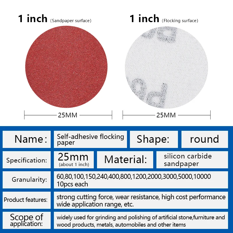 Xcan Schleif scheiben Pads Set 80-100 Körnung Sandpapier Scheibe Hakens ch laufe mit Scheiben stange Kissen 1 Zoll Schleif poliers cheibe – Detail 7