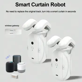 투야 와이파이 지능형 커튼 모터 전기 커튼 지지대 앱 리모컨 로봇 자동 오프너 타이머 설정, 2 개