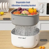Portable Fruit Vegetable Sonic Wave Cleaning Machine Large Capacity Double Layer Washing Drainage Residues Purifier Basket 1
