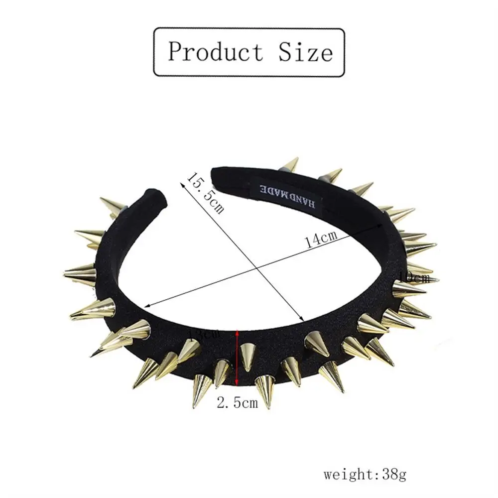 1pcs Fashion Punk Goth Headwear Women Headband Girls Rivets Hair Bands Cosplay Headdress Silver Golden Hair Accessories