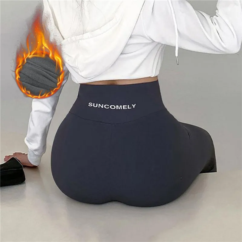 

Women Sporty Leggings Winter Warm Sanding Thicken Velvet Fleece Pants High Waist Slimming Tights Sportswear Woman Gym
