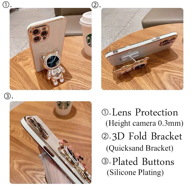 デラックス宇宙飛行士スタンド付きグリッターケース,iphone 16