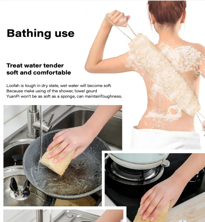 Natural Loofah Sponge Set for Dish Washing Pot Cleaning Vegetable Scrubber Eco Friendly Exfoliating Bath Shower Sponge 6