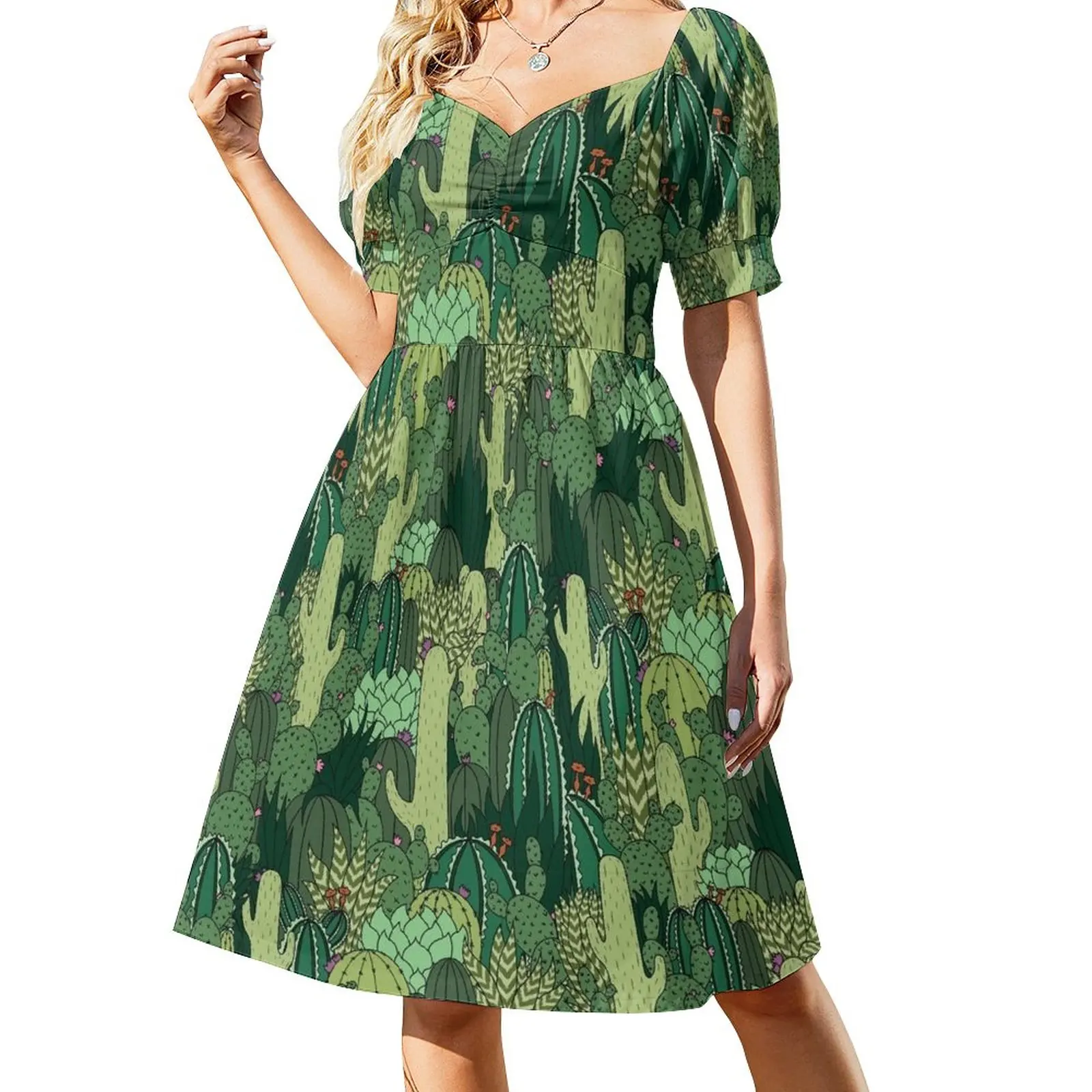 

Cactus Pattern Sleeveless Dress clothes for woman luxury dress
