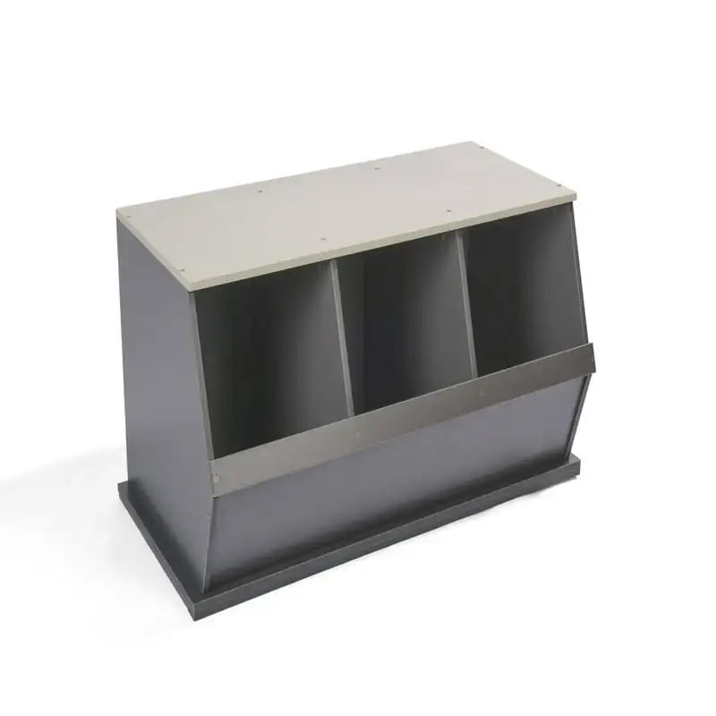 

Gallon Three Bin Stackable Wood Storage Cubes, Gray