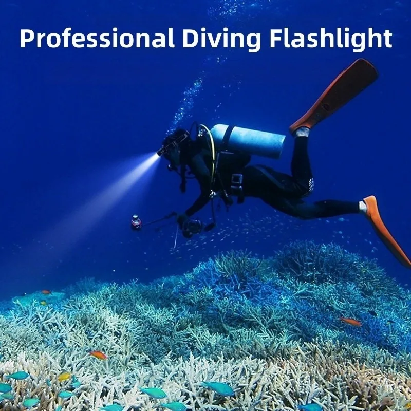 Diving Headlight Rechargeable IPX8 Waterproof LED Flashlight