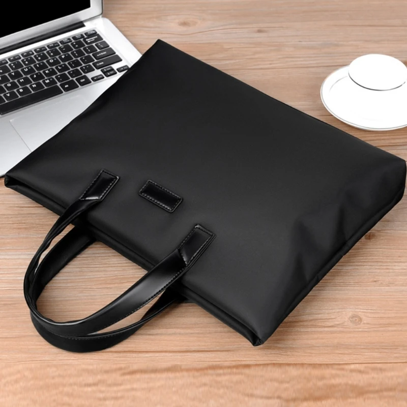 Portable Men Laptop Bag with Handles and Zippers Computer File Multifunctional