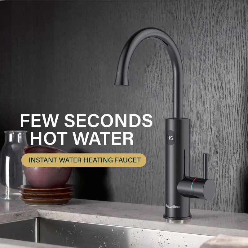 เครื่องทำน้ำอุ่นไฟฟ้า Briwellna 220V แบบทันที 2 in 1 ก๊อกน้ำในครัวแบบไม่ใช้ถังเก็บน้ำ สแตนเลส เครื่องทำน้ำร้อนแบบก๊อกน้ำทันที รุ่น KM12 1